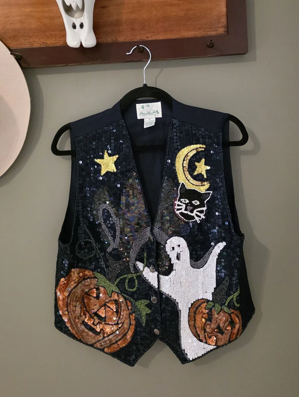 Vintage Halloween Sequin Vest The Quacker Factory